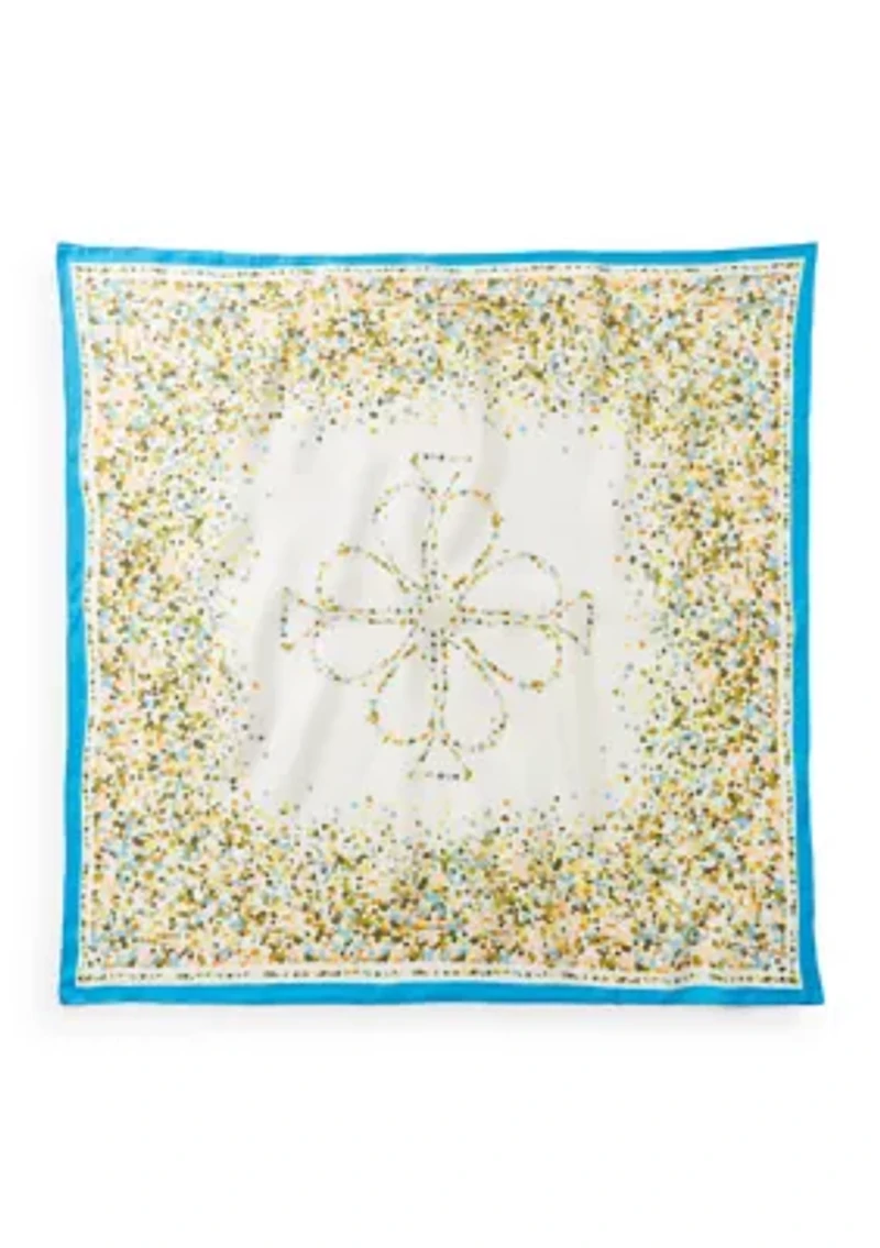 Dotted Spade Flower Silk Square Scarf
