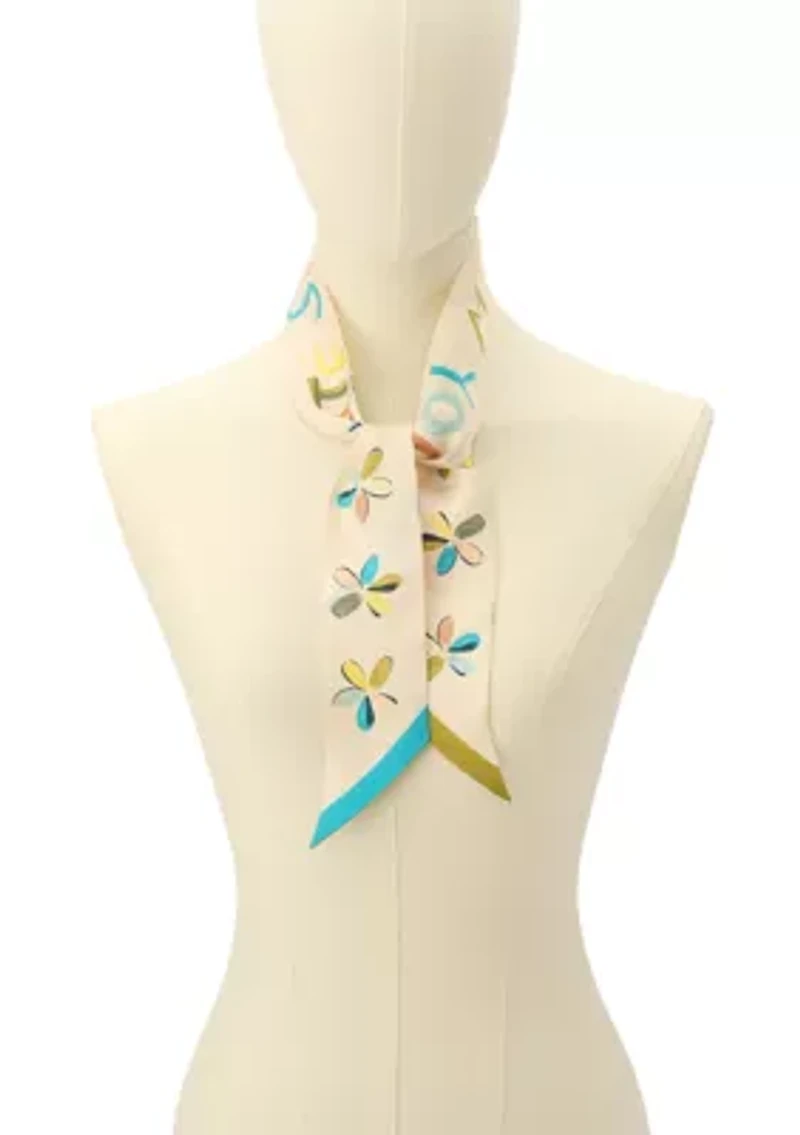 Scribble Silk Skinny Scarf
