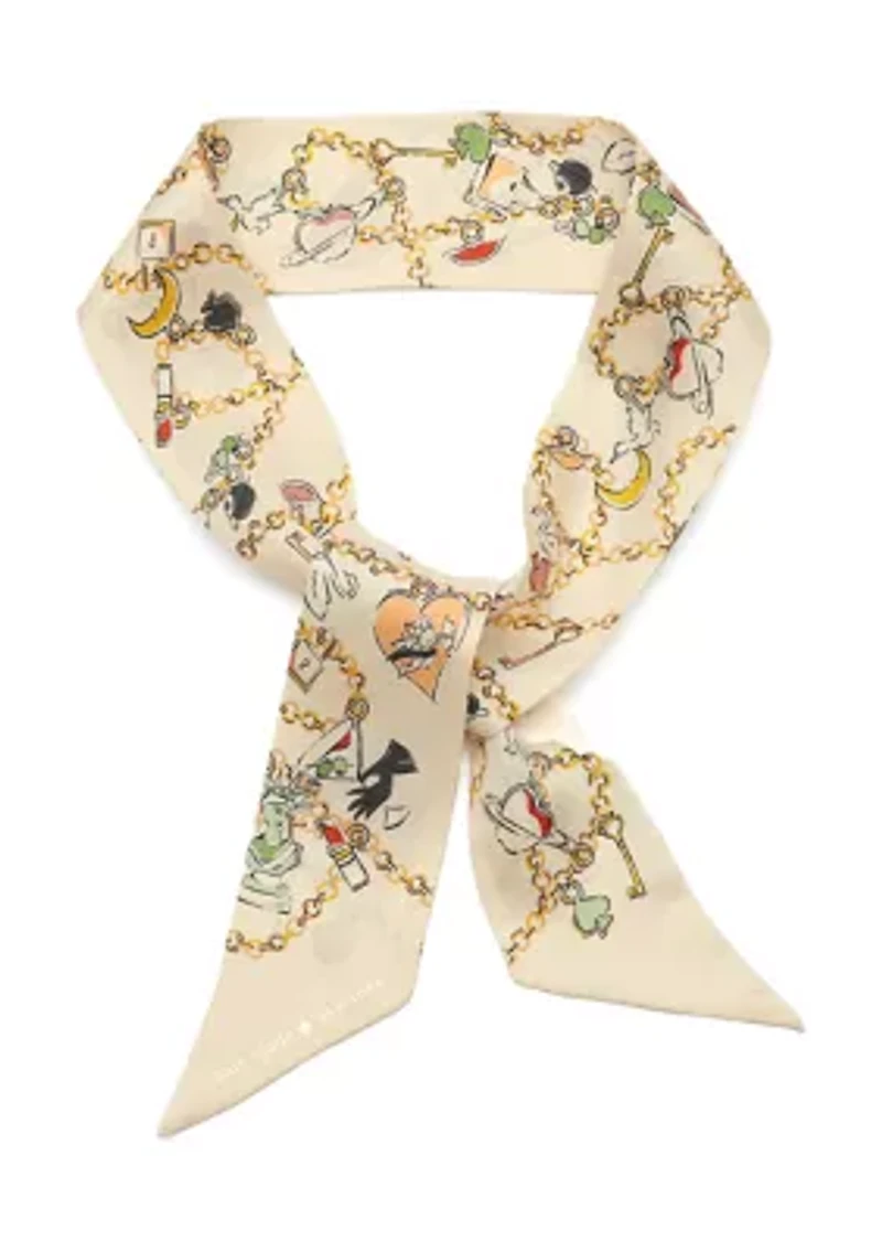 New York Dream Charms Silk Skinny Scarf