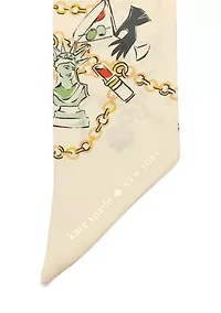 New York Dream Charms Silk Skinny Scarf