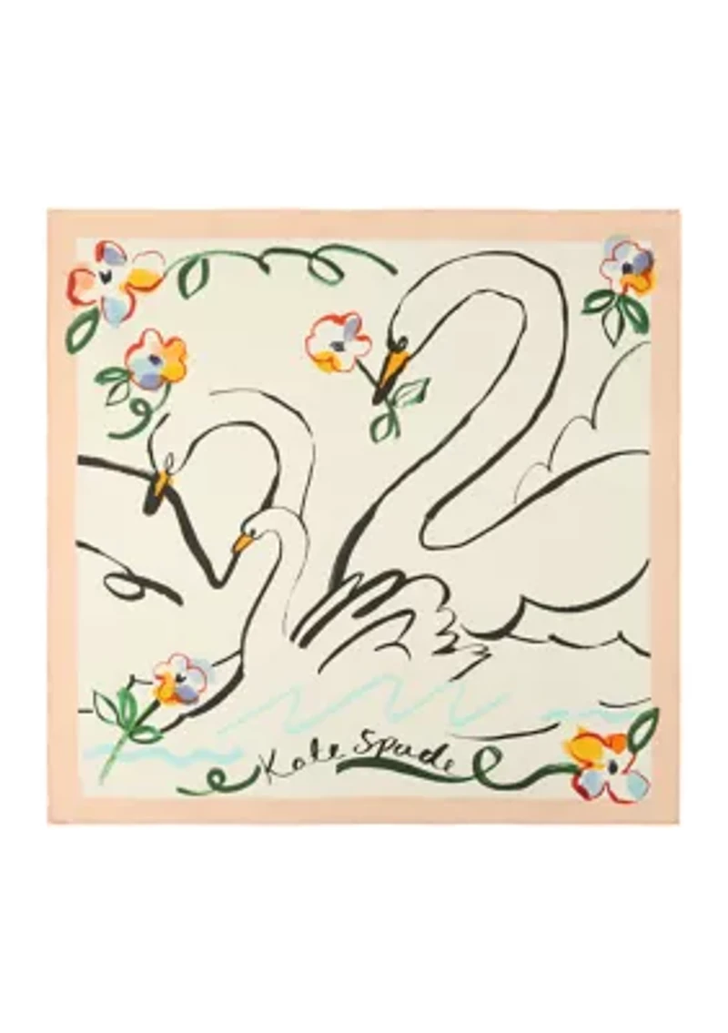 Swans Silk Square Scarf