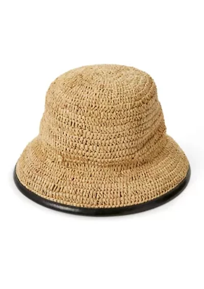 Straw Cloche with Piping