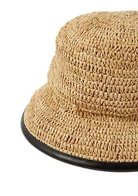 Straw Cloche with Piping