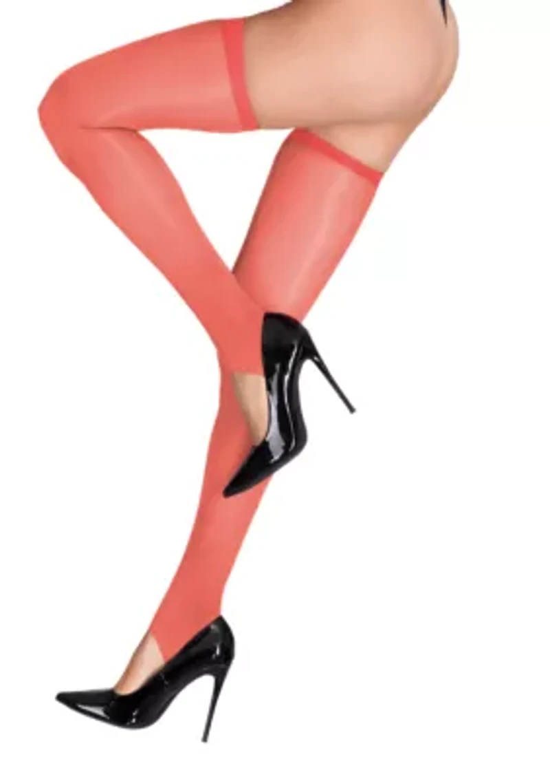 Lustrous Silky Shiny Stirrup Stockings Thigh Highs