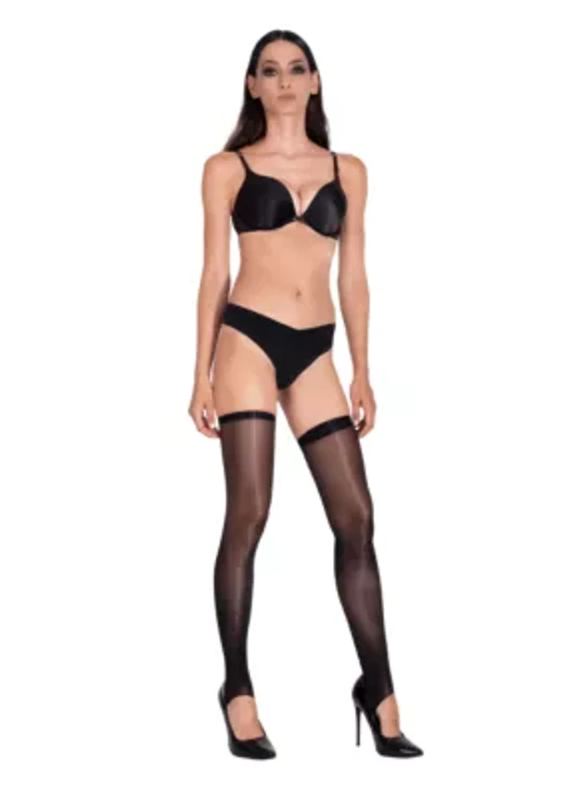 Lustrous Silky Shiny Stirrup Stockings Thigh Highs