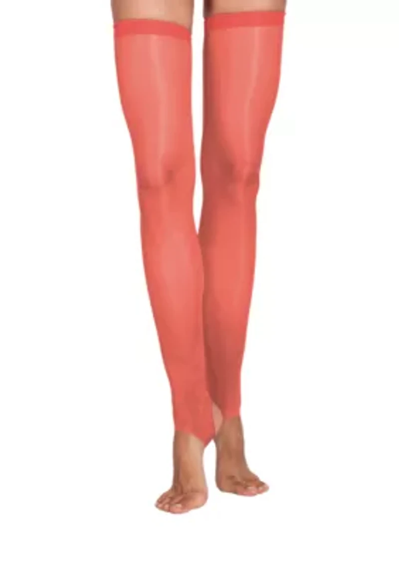 Lustrous Silky Shiny Stirrup Stockings Thigh Highs