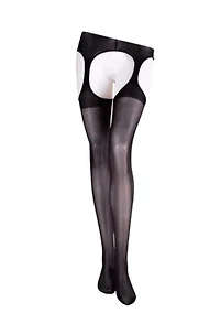 Lustrous Silky Shiny Sheer Suspender Crotchless Pantyhose Stockings Tights
