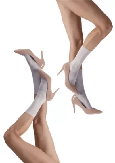 Set of Two Lustrous Silky Shiny Sheer Dress Stockings Socks