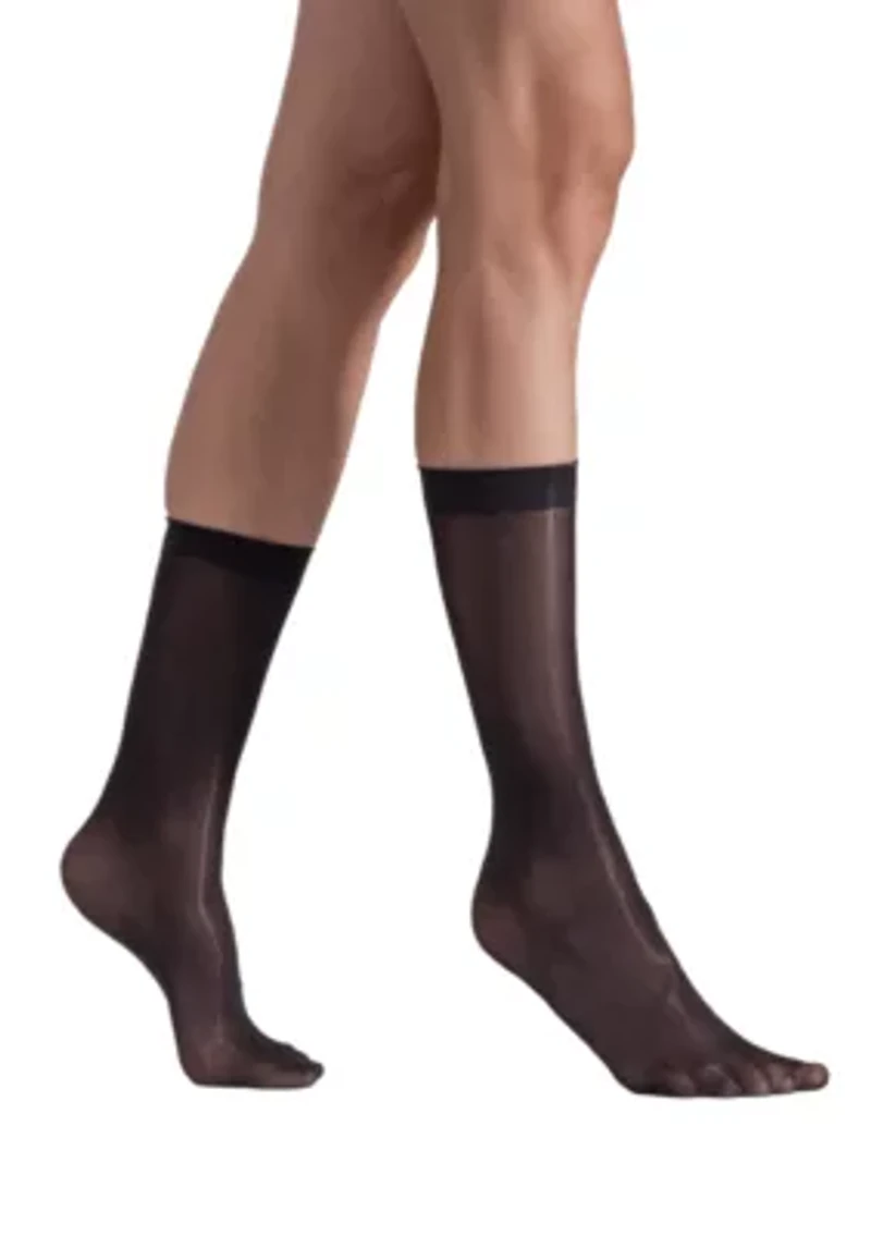 Set of Two Lustrous Silky Shiny Sheer Dress Stockings Socks