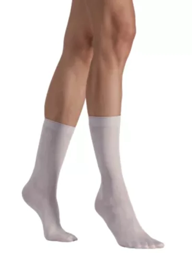 Set of Two Lustrous Silky Shiny Sheer Dress Stockings Socks