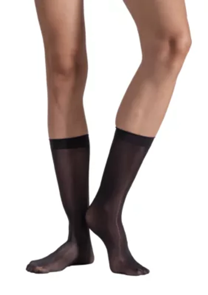 Set of Two Lustrous Silky Shiny Sheer Dress Stockings Socks