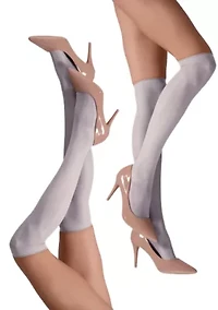 Set of Two Lustrous Silky Shiny Sheer Dress Knee-highs Stockings
