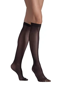 Set of Two Lustrous Silky Shiny Sheer Dress Knee-highs Stockings