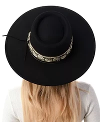 Wool Blend Felt Hat with Paisley Print Band
