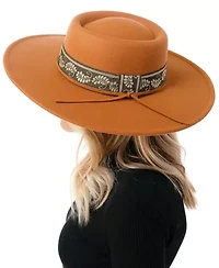 Wool Blend Felt Hat with Paisley Print Band