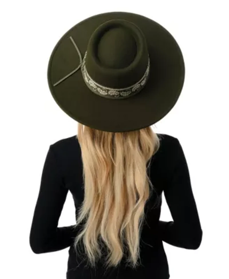 Wool Blend Felt Hat with Paisley Print Band