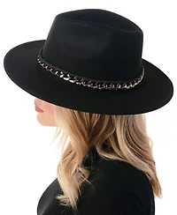 Wool Blend Felt Hat with Ribbon Chain Band