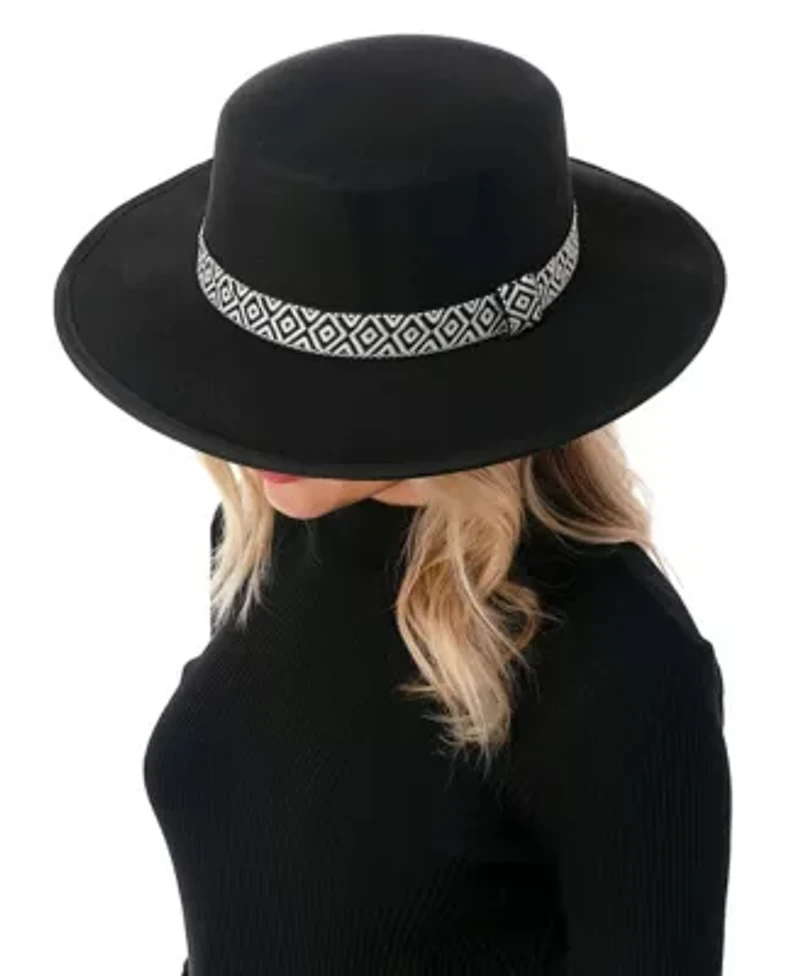 Felt Hat with Geo Print Band