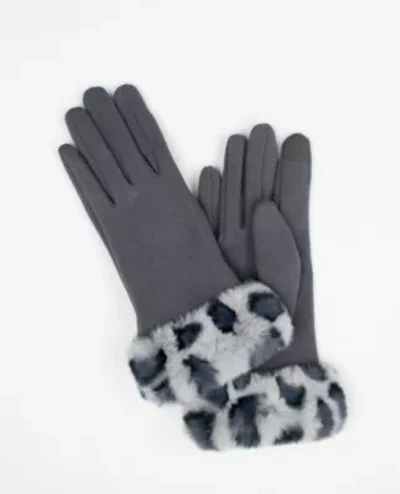 Leopard Faux Fur Cuff Jersey Glove