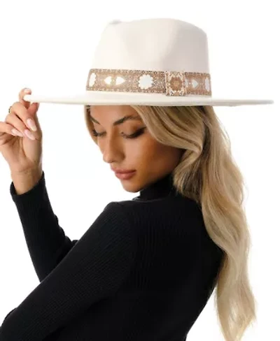 Wool Blend Felt Hat with Floral Print Band