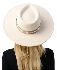 Wool Blend Felt Hat with Floral Print Band
