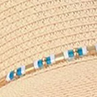 Straw Hat with Glass Beaded Trim