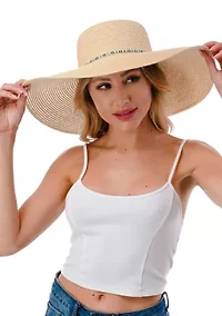 Straw Hat with Glass Beaded Trim