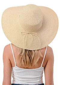 Straw Hat with Glass Beaded Trim
