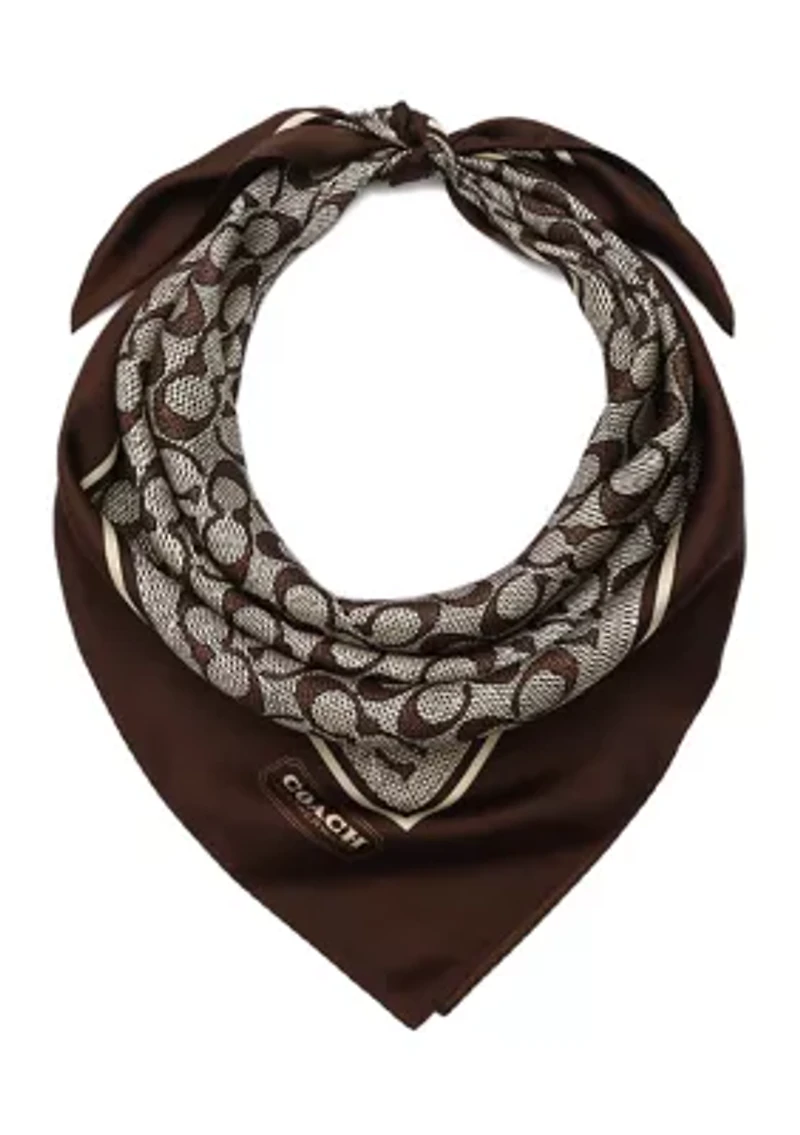 Textured Signature Printed Silk Square Scarf