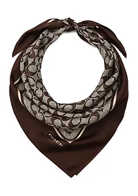 Textured Signature Printed Silk Square Scarf