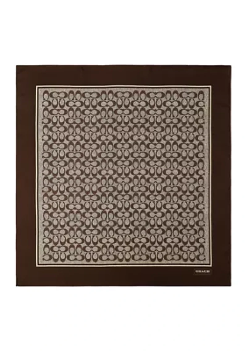 Textured Signature Printed Silk Square Scarf