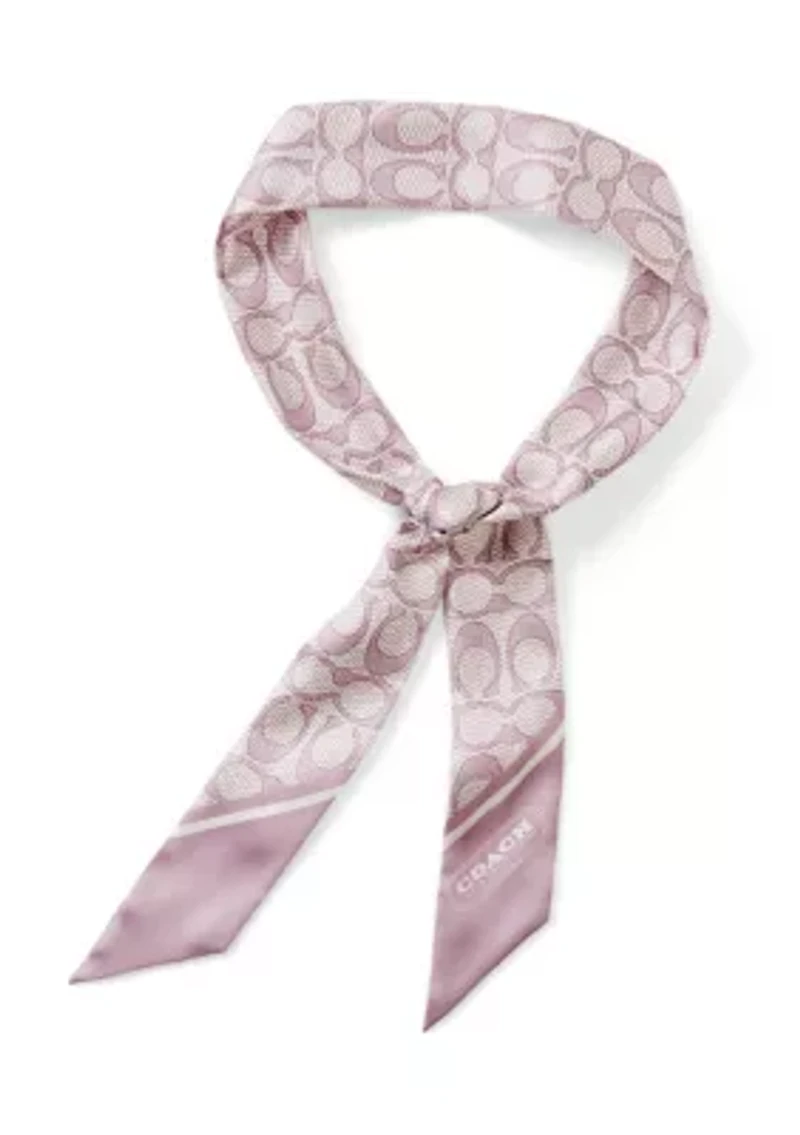 Textured Signature C Printed Silk Skinny Scarf