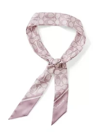 Textured Signature C Printed Silk Skinny Scarf