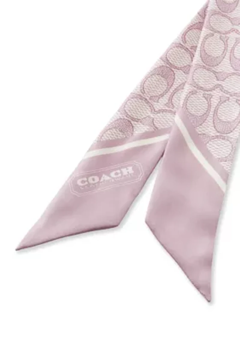 Textured Signature C Printed Silk Skinny Scarf