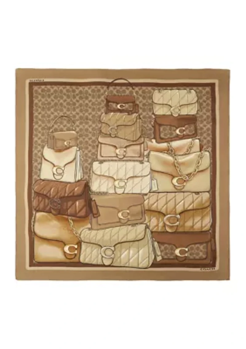Stacked Tabby Printed Silk Square Scarf 