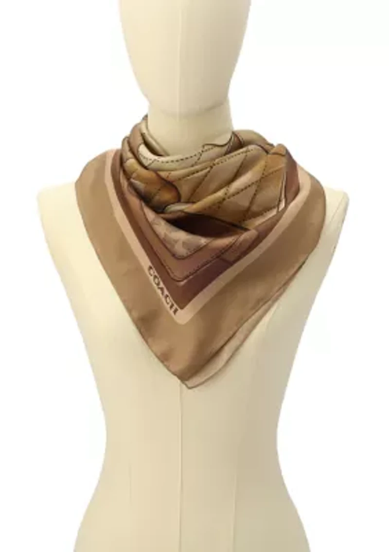 Stacked Tabby Printed Silk Square Scarf 