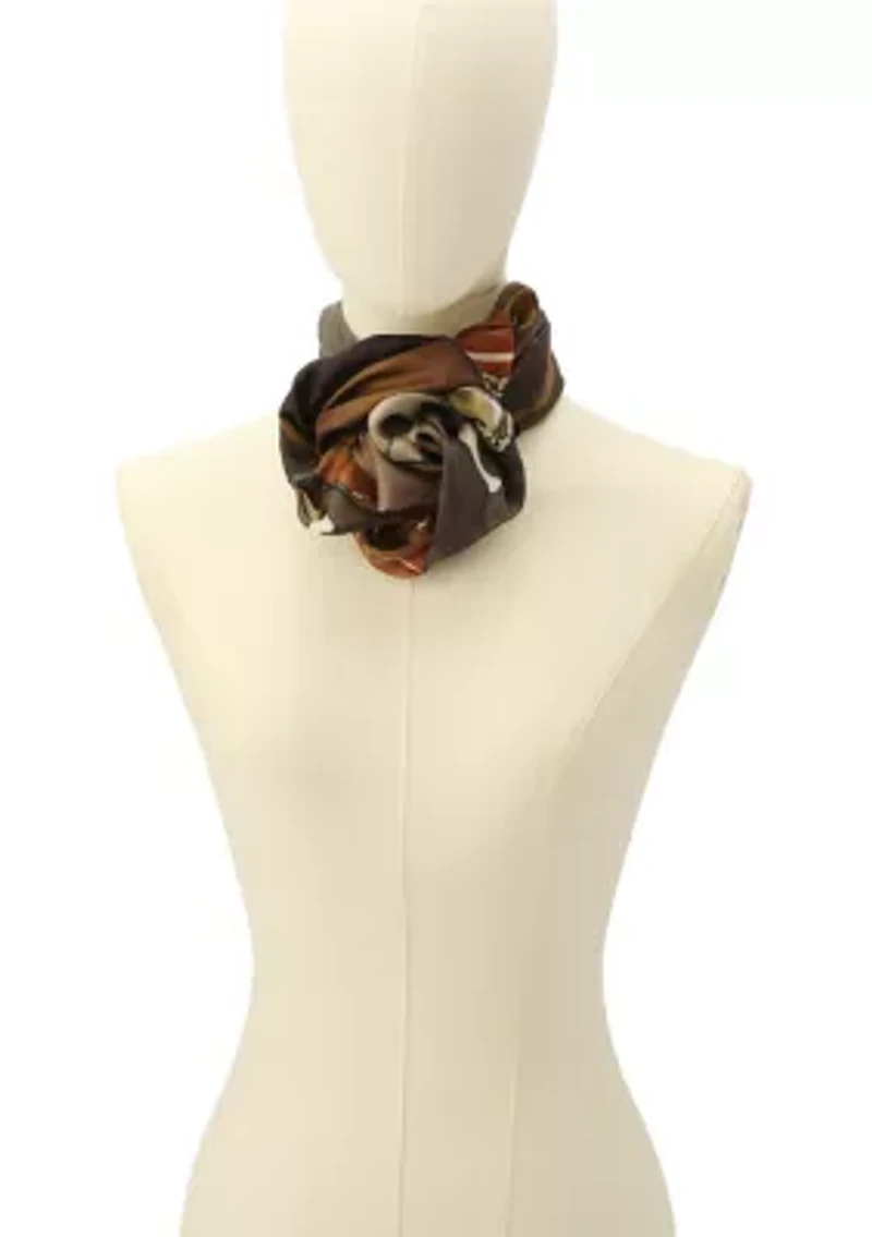 STACKED TABBY PRINTED SILK SQUARE