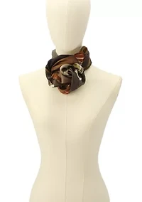 STACKED TABBY PRINTED SILK SQUARE