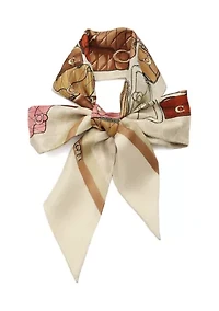 Stacked Tabby Printed Wide Silk Skinny Scarf