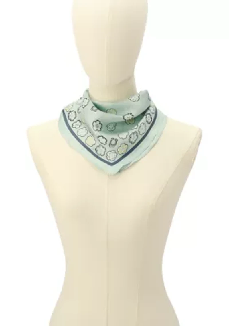 Tea Rose Printed Silk Diamond Scarf 