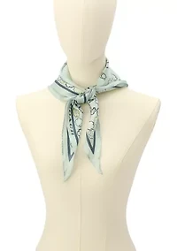 Tea Rose Printed Silk Diamond Scarf 