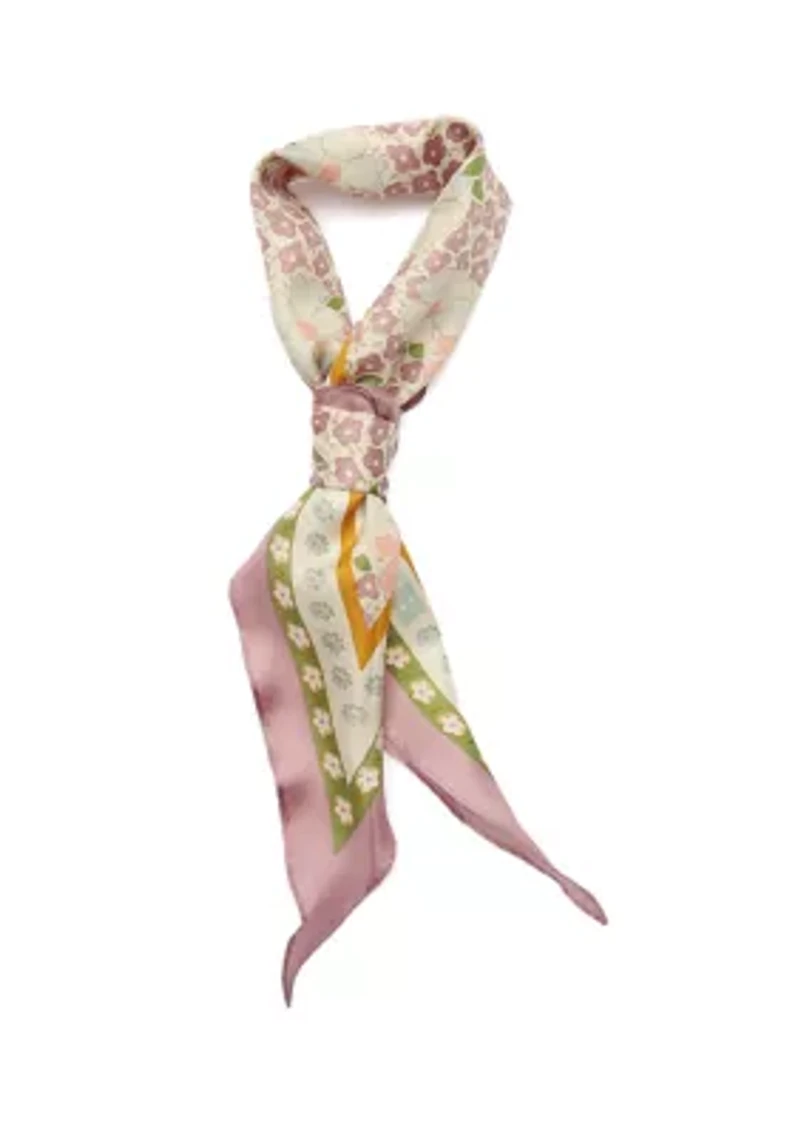 Vintage Floral Silk Diamond Scarf 