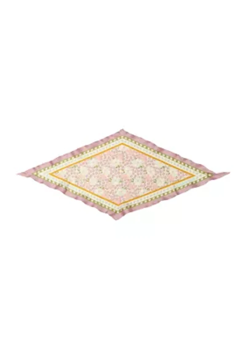 Vintage Floral Silk Diamond Scarf 