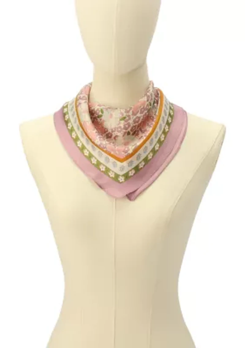 Vintage Floral Silk Diamond Scarf 