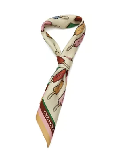 Leather Hang Tag Printed Silk Bandana