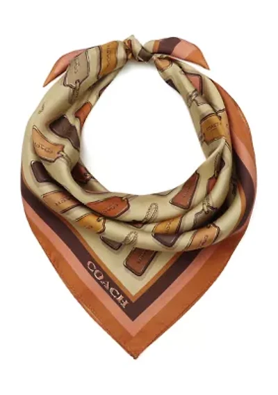 Leather Hang Tag Printed Silk Bandana 