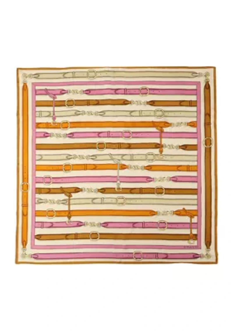 Multi Belt Printed Silk Square Scarf