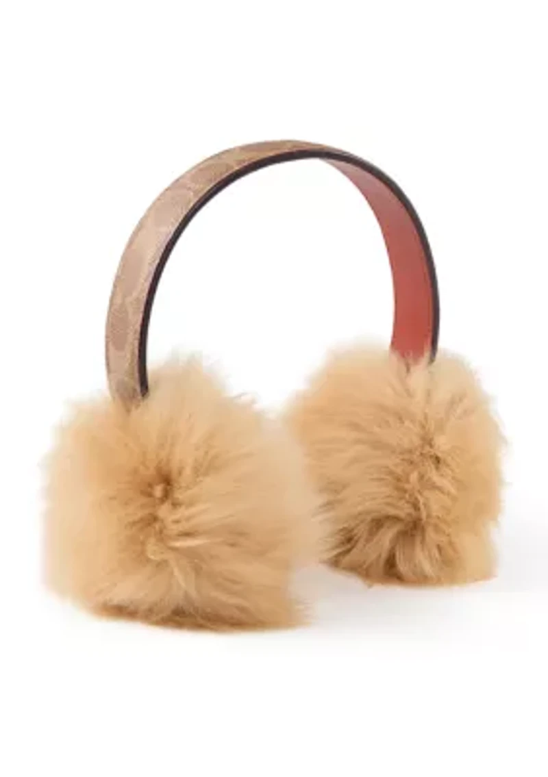 Coated Canvas Shearling Earmuffs