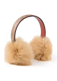 Coated Canvas Shearling Earmuffs