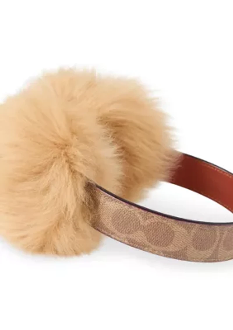 Coated Canvas Shearling Earmuffs